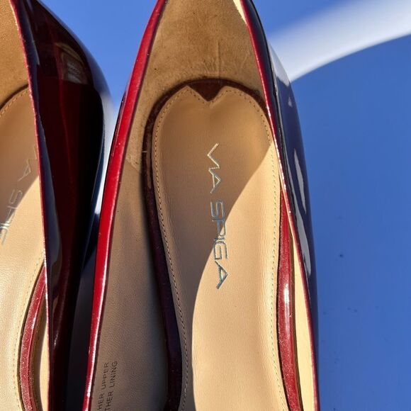 Via Spiga Red Wedge Heel Pointed Toe Shoe Size 9 1/2 - Picture 10 of 14